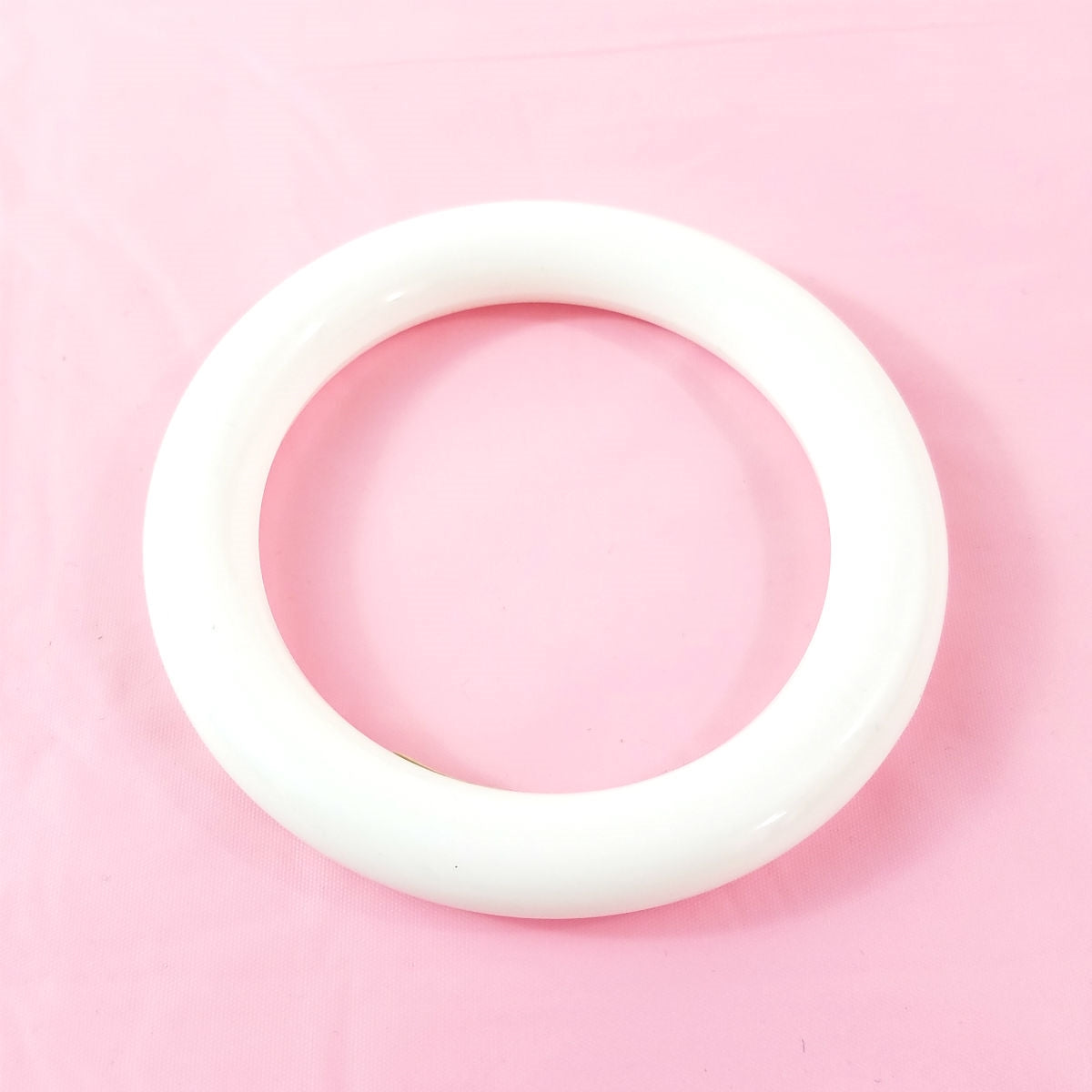 5/8" wide shiny plastic tubular shape bangle in bright white