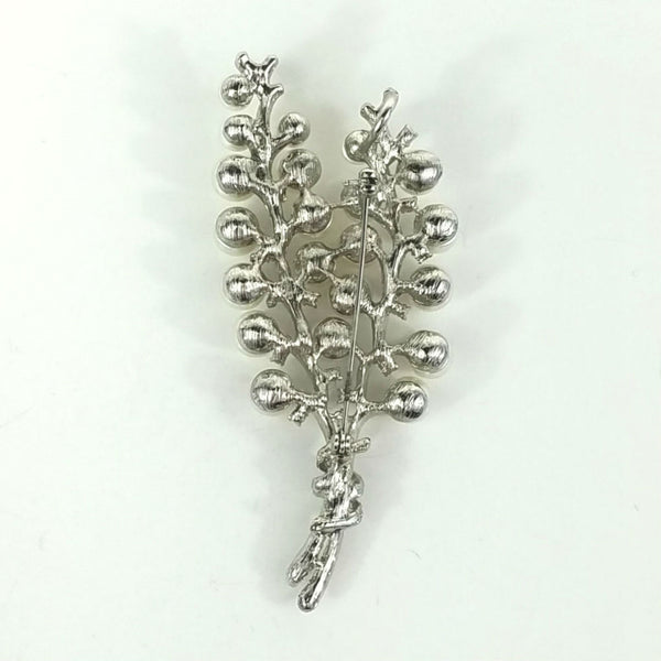 Pearl and Rhinestone Lily of the Valley Brooch