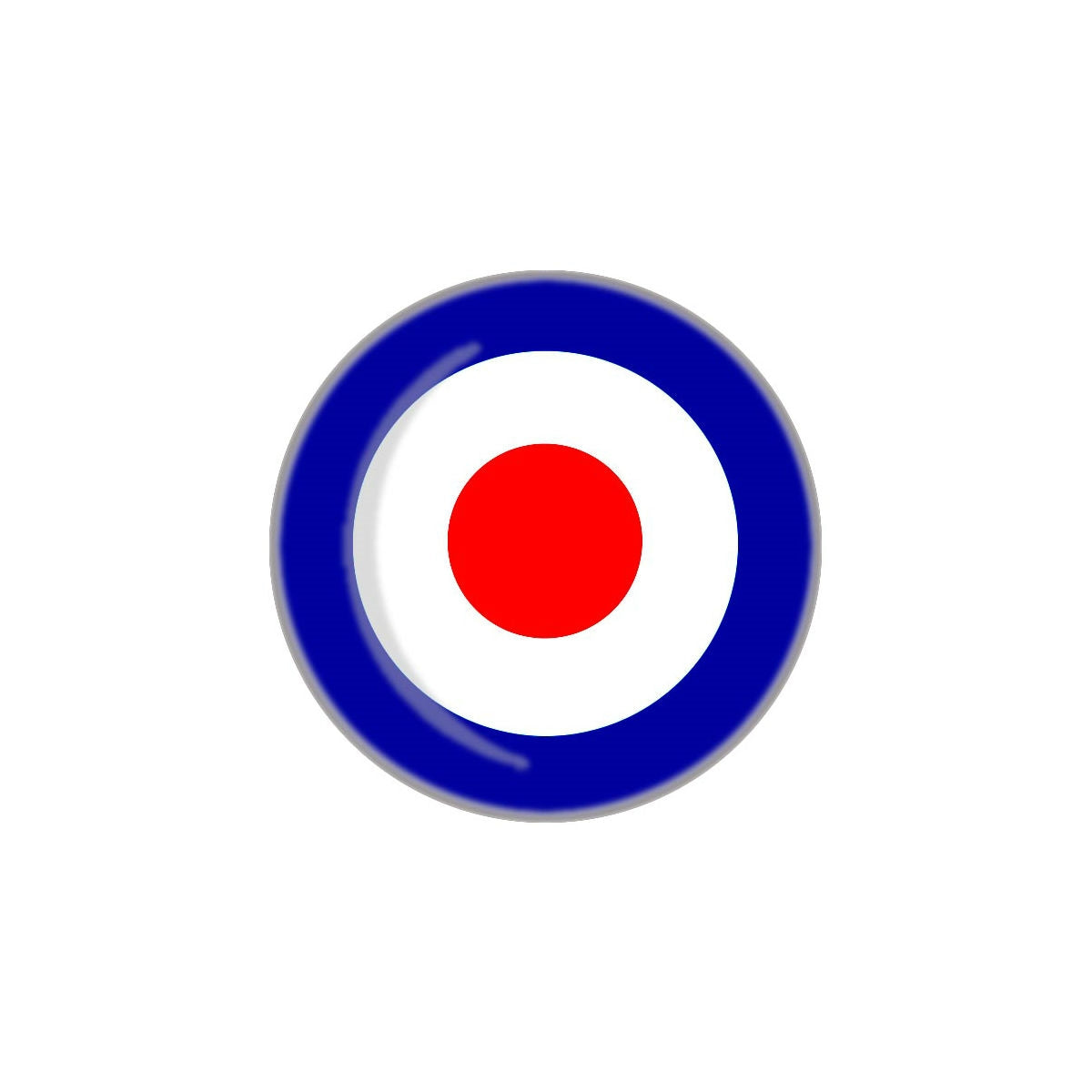 1" size round metal button of the concentric circle red, white & blue RAF roundel also known as the "Mod Target"