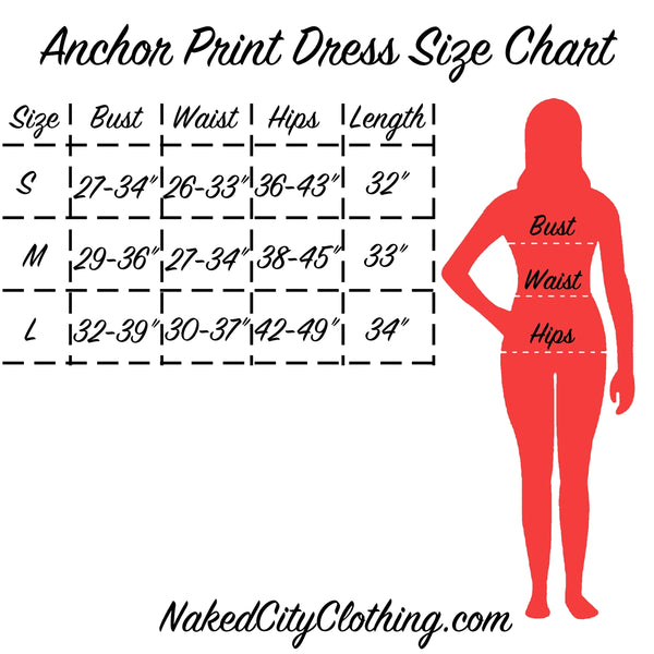 Blue & White Anchor Print Dress - Size S