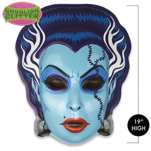 Ghoulsville glitter-y blue "Frost Bite Bride" vac-form plastic wall decor mask