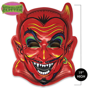 Ghoulsville glitter-y red "Fire Ball Devil" vacu-form plastic wall decor mask