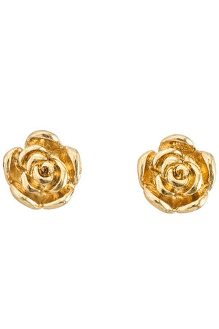 pair 3/8" gold metal rose-shaped post earrings