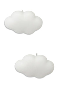 pair 1" x 5/8" plastic puffy matte white cloud post earrings