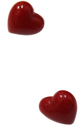 pair shiny red plastic 3/4" heart-shaped post earrings