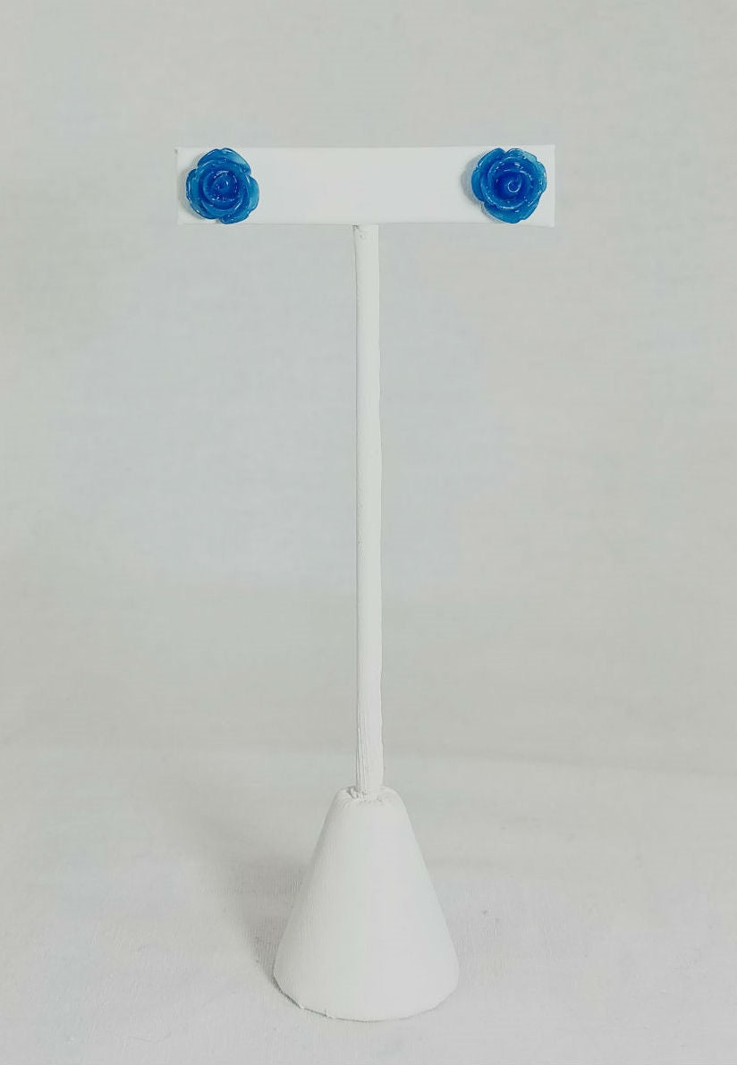 image_11547pair 1/2" plastic rose post earrings in royal blue