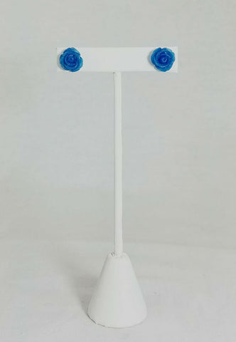 image_11547pair 1/2" plastic rose post earrings in royal blue