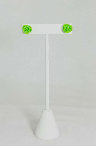 pair 1/2" plastic rose post earrings in green