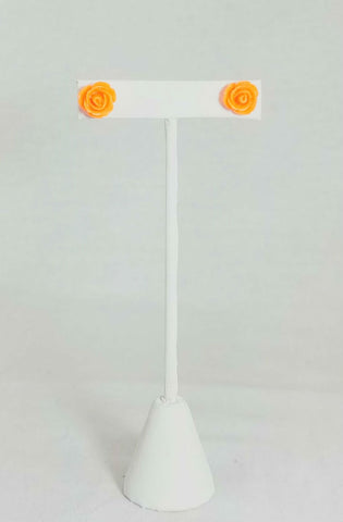 pair 1/2" plastic rose post earrings in orange