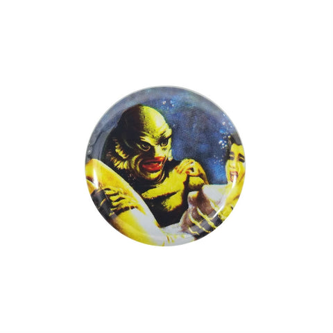 1.5" round Creature From The Black Lagoon Poster button features a color image from the movie poster
