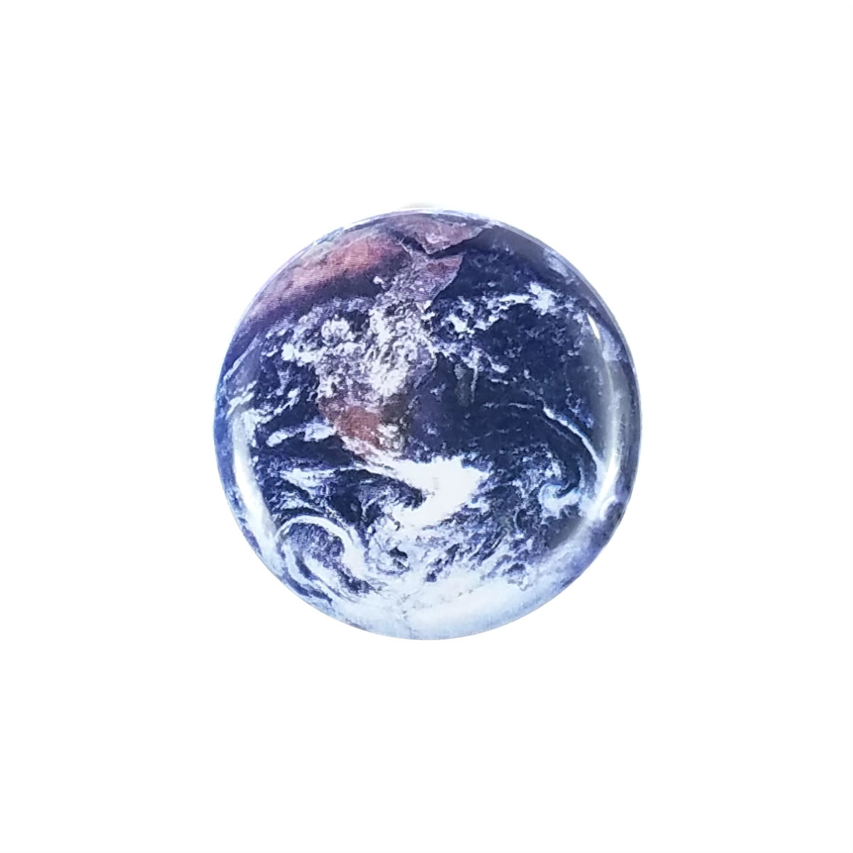color photo image of the earth viewed from space on 1.5" round metal pinback button