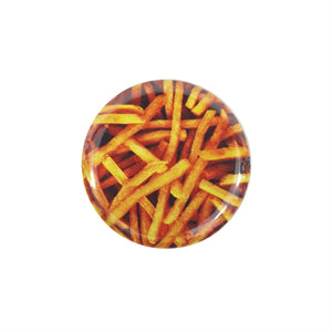 color photo image of french fries on 1.5" round metal pinback button