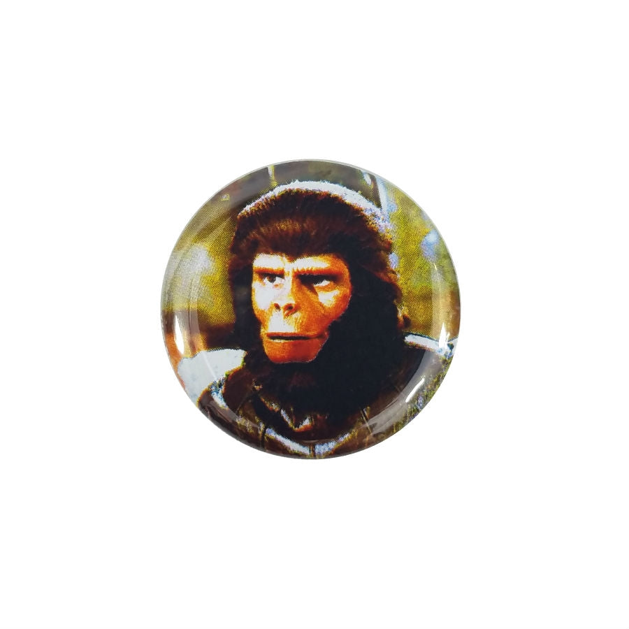 color photo portrait image of Kim Hunter as Doctor Zira in 1968's Planet of the Apes, 1.5" round metal pinback button