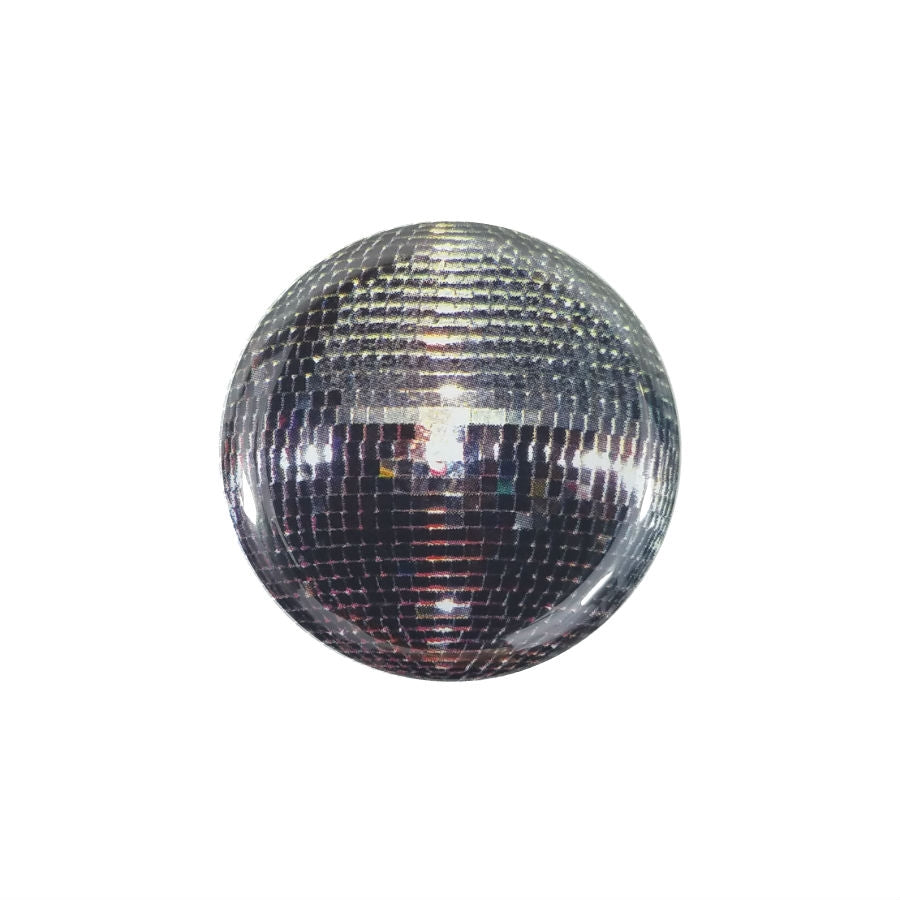 photo-realistic 1.5" round mirrored disco ball metal refrigerator magnet