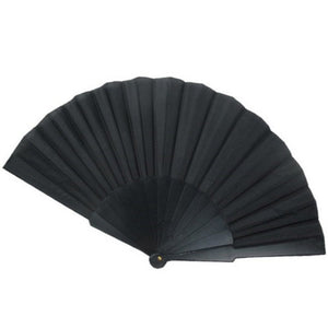 black fabric folding fan black plastic ribs