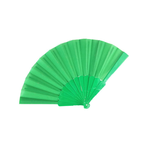  bright green fabric folding fan with matching color plastic ribs