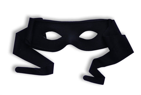 black fabric covered eye mask with fabric ties