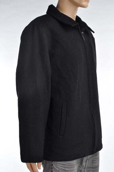 Black Wool Zip Front Jacket