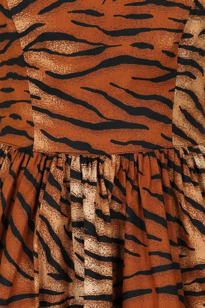 "Tora" Tiger Print 50s Dress by Hell Bunny - Size XS