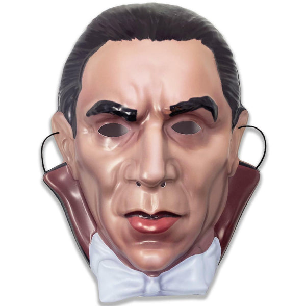 A close up photo of the mask of Bela Lugosi as Dracula