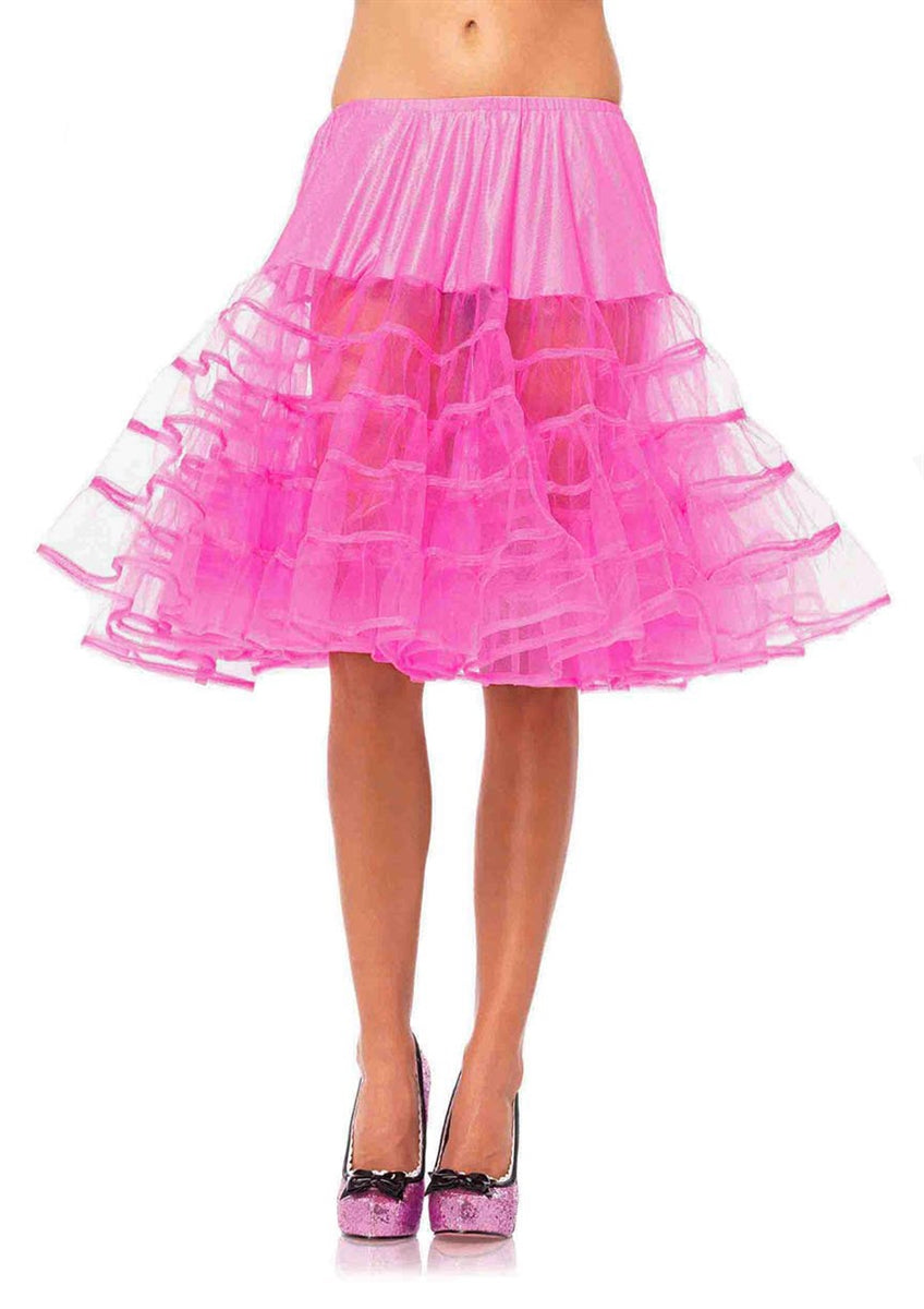 26" length fluffy layered tulle crinoline petticoat in hot pink