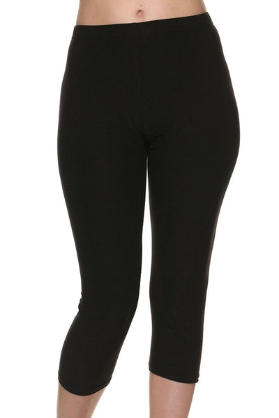 high-waist capri length leggings in basic black, shown son model