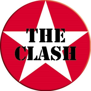 The Clash white star logo on red 3" round magnet