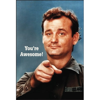 "You're Awesome!" Bill Murray Stripes movie quote 2" x 3" rectangular refrigerator magnet.