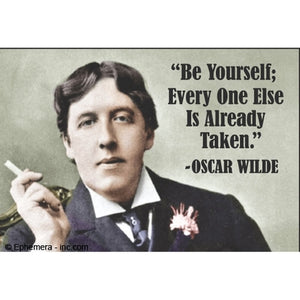 "Be yourself; everyone else is already taken."  quote with Oscar Wilde colorized photo portrait 3" x 2" magnet