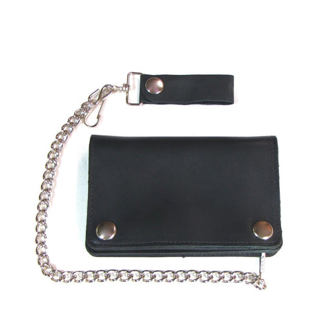 sturdy thick black oil-tanned leather  3/4" x 3 3/4" "Biker" chain wallet