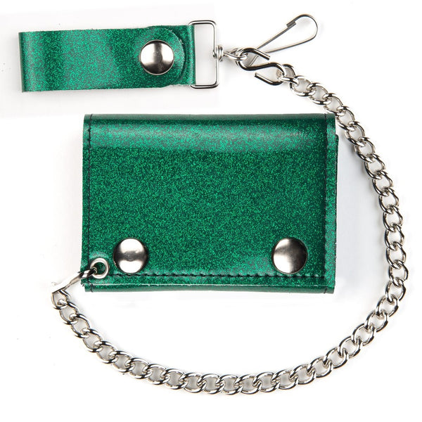 Glitter Vinyl Tri-fold Wallet Green | Naked City Clothing Glitter Vinyl Tri-fold Wallet Green | Naked City Clothing