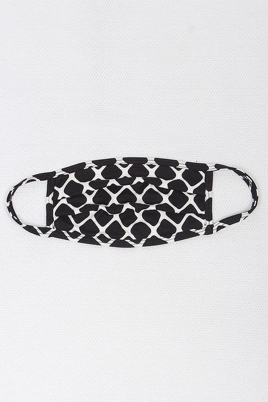 black with creamy white fishnet pattern poly/cotton blend knit face mask