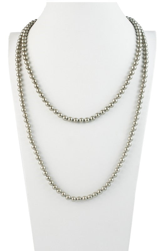 60 inch long faux champagne colored pearl necklace 