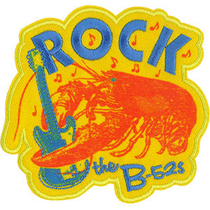 ROCK lobster with guitar B-52s yellow, red, and blue embroidered patch