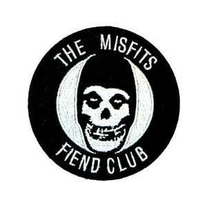 3" round embroidered black and white Misfits Fiend Club patch