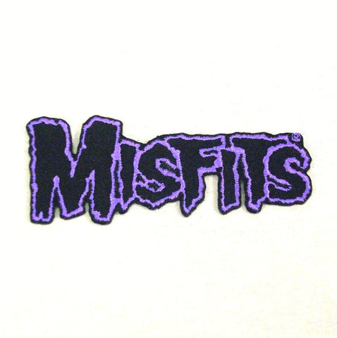 Embroidered Misfits Logo Patch in black with purple outline