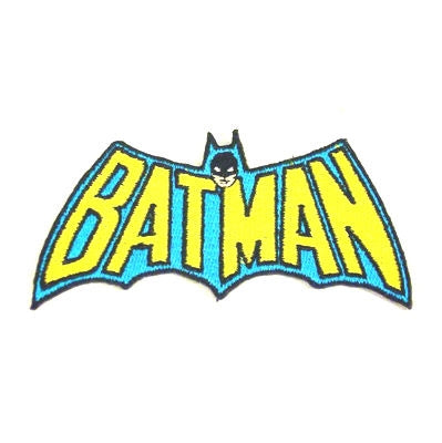 Blue and yellow comic book Batman logo embroidered patch