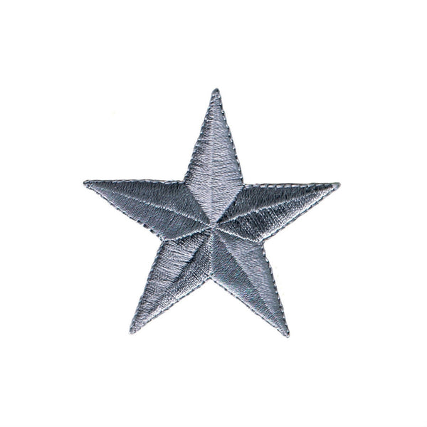 2.5" grey embroidered star shaped patch