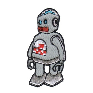 Embroidered grey, red, and white Robot Patch by Chuck Wagon