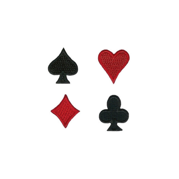 Set of four 3/4" embroidered card suit patches