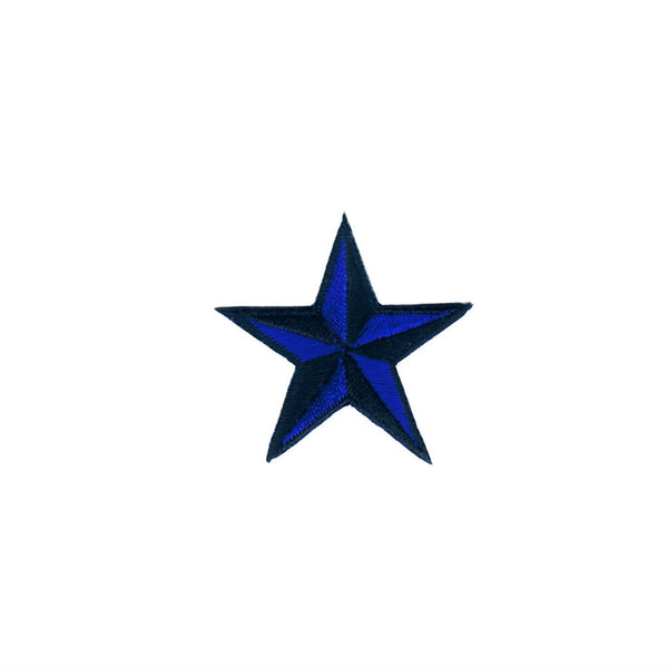 1.5" nautical star embroidered patch in black and royal blue