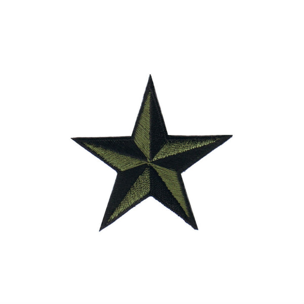 2" nautical star embroidered patch in black and army green