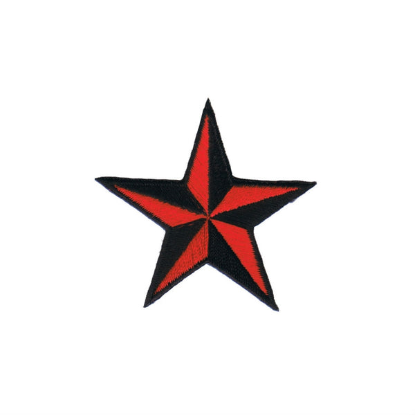 2" nautical star embroidered patch in black and red