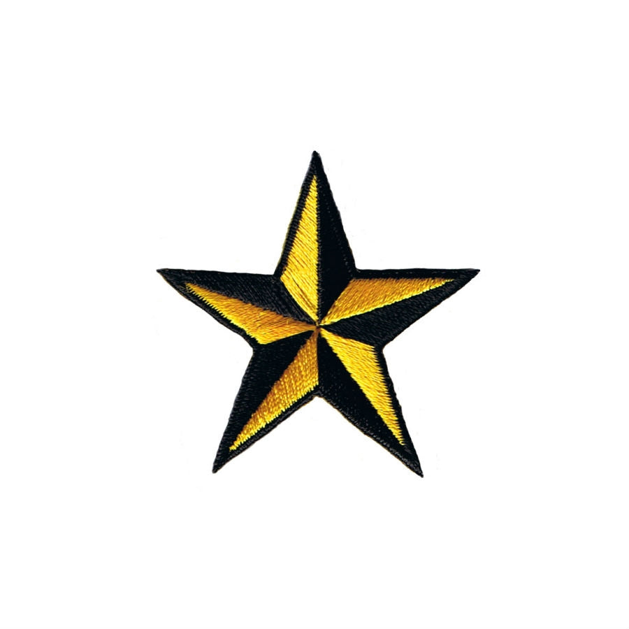 2" nautical star embroidered patch in black and yellow