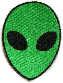 green and black Alien Head embroidered patch