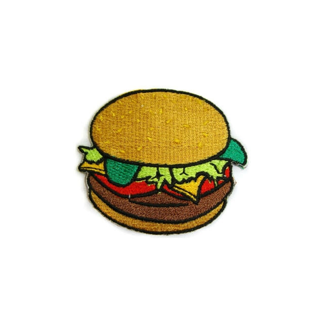 2.75" cheeseburger embroidered iron-on patch