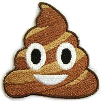 pile of poop with smiling face emoji embroidered patch