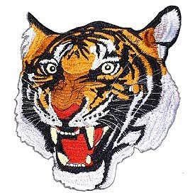 snarling tiger face embroidered patch