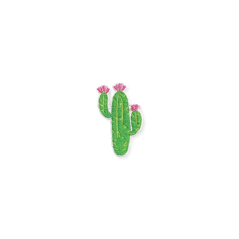 2 3/4" green and pink flowering saguaro cactus embroidered patch