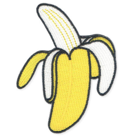 yellow, white half-peeled banana 3.5" embroidered patch